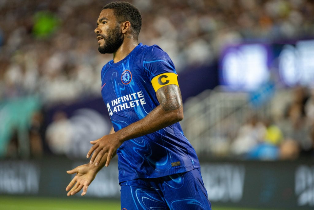 Reece James #24 of Chelsea calls for the ball during a match between Real Madrid and Chelsea at Bank of America Stadium on August 6, 2024 in Charlo...