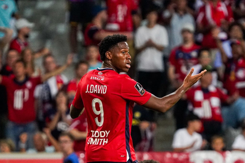 Jonathan DAVID of Lille looks dejected during the Ligue 1 McDonald's match between Lille and Paris at Stade Pierre-Mauroy on September 1, 2024 in L...