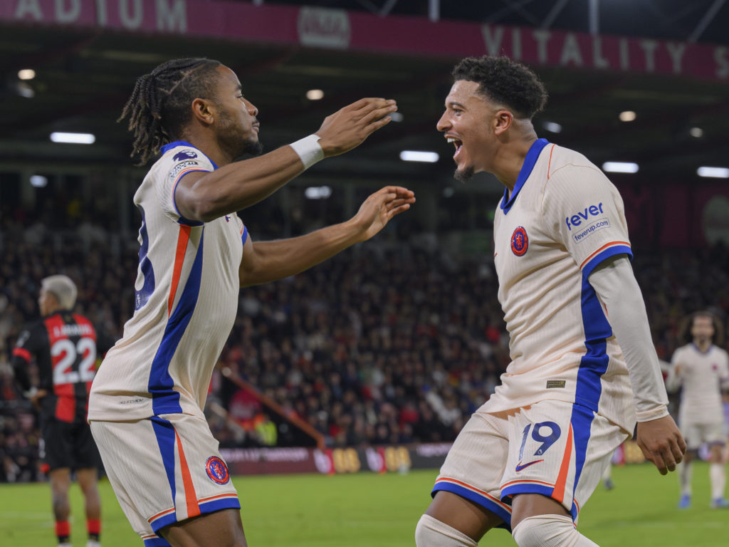 Chelsea's Christopher Nkunku (left) with team-mate Jadon Sancho (right)