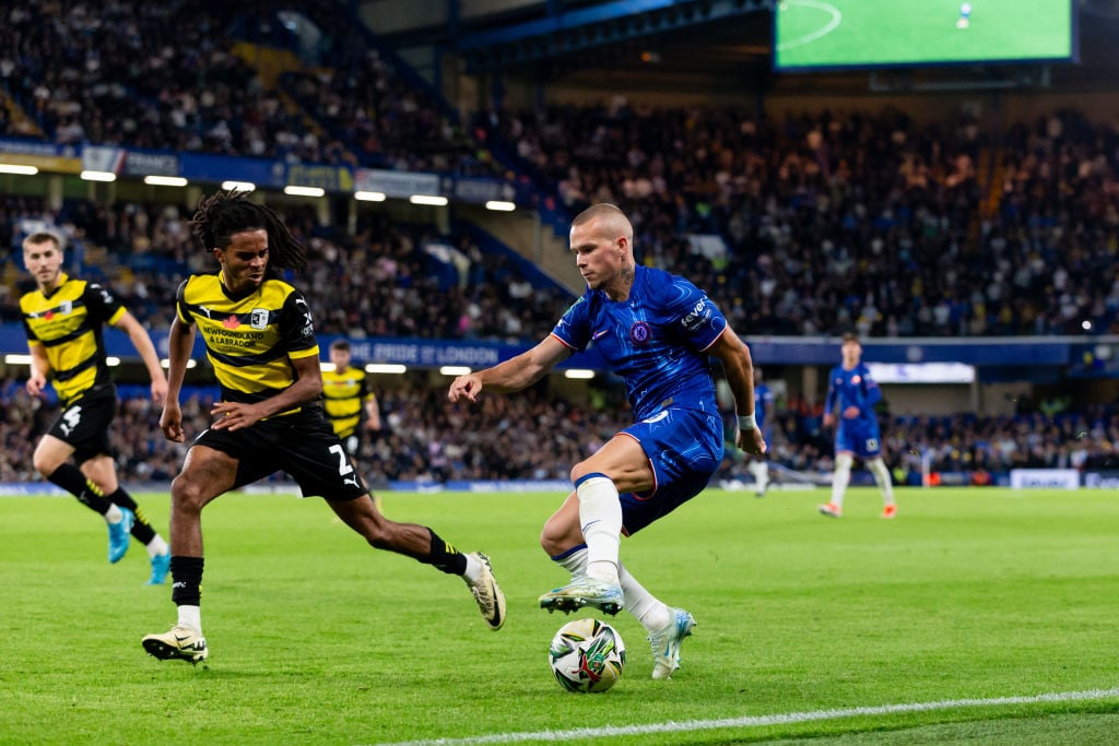 Mykhailo Mudryk in action for Chelsea against Barrow in the Carabao Cup.