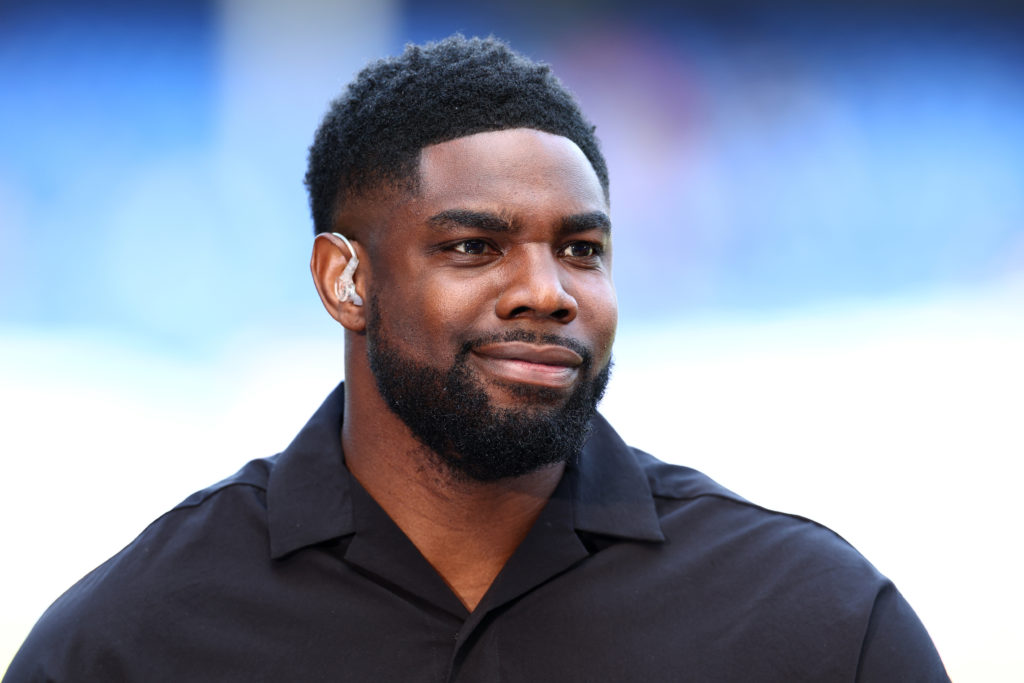 Micah Richards performing punditry at Everton vs Bournemouth