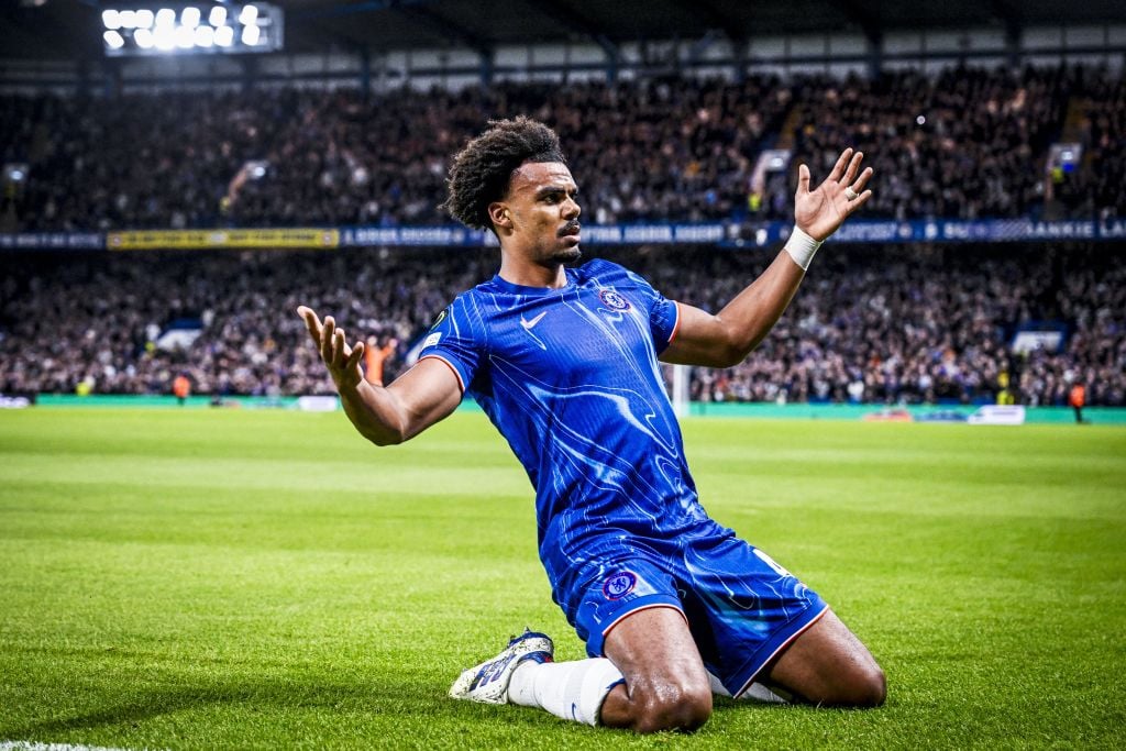 Chelsea's Renato Veiga celebrates after scoring during a soccer match between British team Chelsea FC and Belgian team KAA Gent, Thursday 03 Octobe...