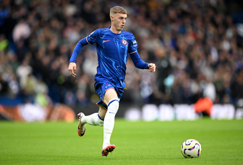 Cole Palmer of Chelsea in action during the Premier League match between Chelsea FC and Nottingham Forest FC at Stamford Bridge on October 06, 2024...