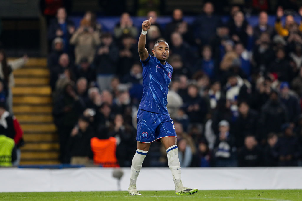 Christopher Nkunku of Chelsea celebrates a goal during the