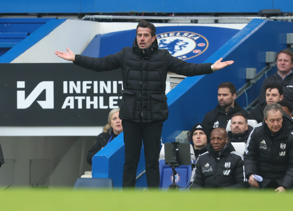 Fulham manager Marco Silva during the Premier League match between Chelsea FC and Fulham FC at Stamford Bridge on January 13, 2024 in London, England.