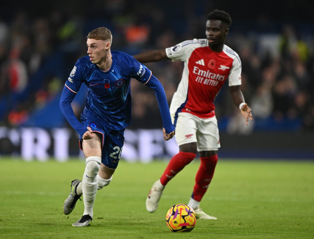 Cole Palmer and Bukayo Saka during Chelsea vs Arsenal