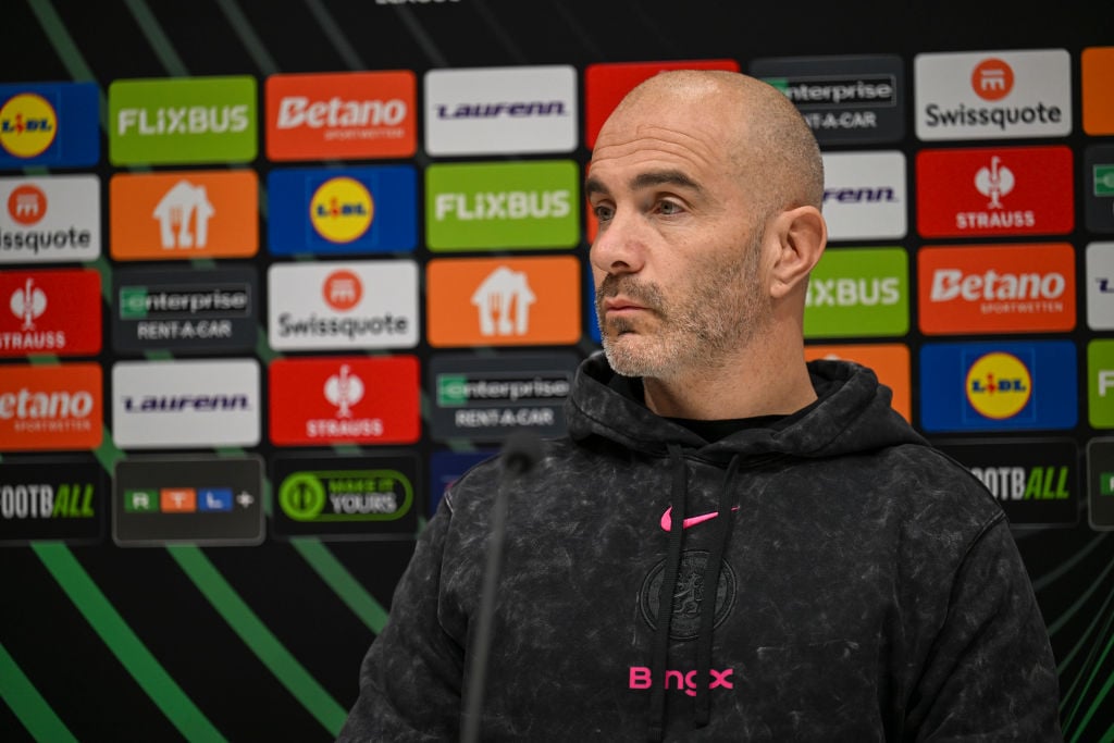 Enzo Maresca of Chelsea attends the UEFA Conference League 2024/25 League Phase MD4 training and press conference