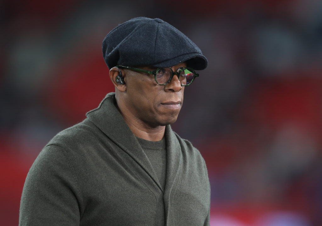 Ian Wright working as a pundit during a women's international friendly.