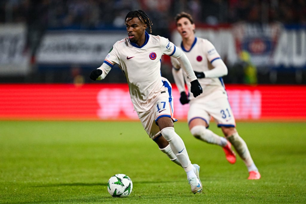 Carney Chukwuemeka of Chelsea FC in action during the UEFA Conference League 2024/25 League Phase MD4 match between 1. FC Heidenheim 1846 and Chels...