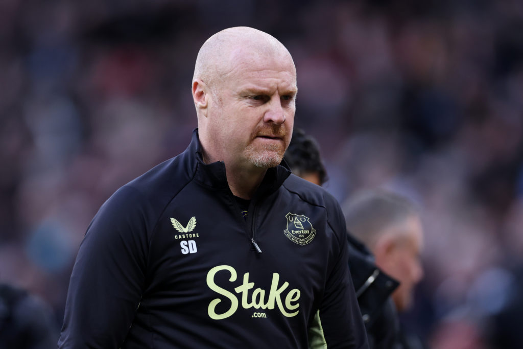 Everton manager Sean Dyche at half-time in game against Manchester United