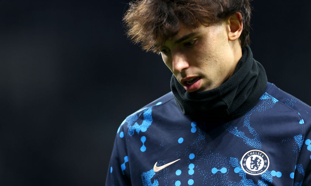 Joao Felix of Chelsea FC warms up ahead of the Premier League match between Tottenham Hotspur FC and Chelsea FC at Tottenham Hotspur Stadium on Dec...