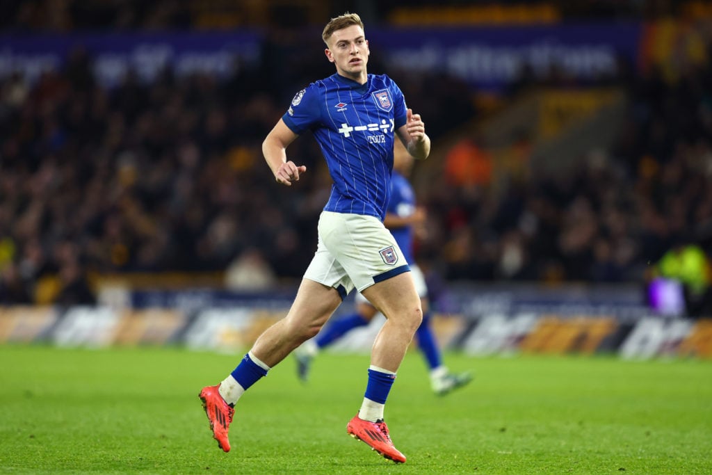 Liam Delap of Ipswich Town during the Premier League match between Wolverhampton Wanderers FC and Ipswich Town FC at Molineux on December 14, 2024 ...