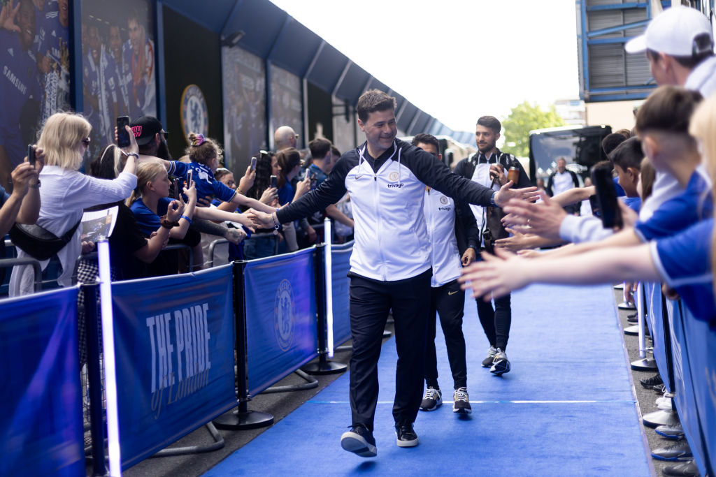 Chelsea manager Mauricio Pochettino arrives at Stamford Bridge stadium prior to the Premier League match between Chelsea FC and AFC Bournemouth at ...