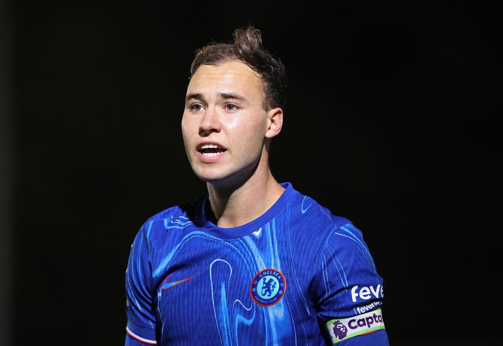 Harvey Vale of Chelsea U21 during the Premier League 2 match between Chelsea U21 v Arsenal U21 at Kingsmeadow on November 1, 2024 in Kingston upon ...