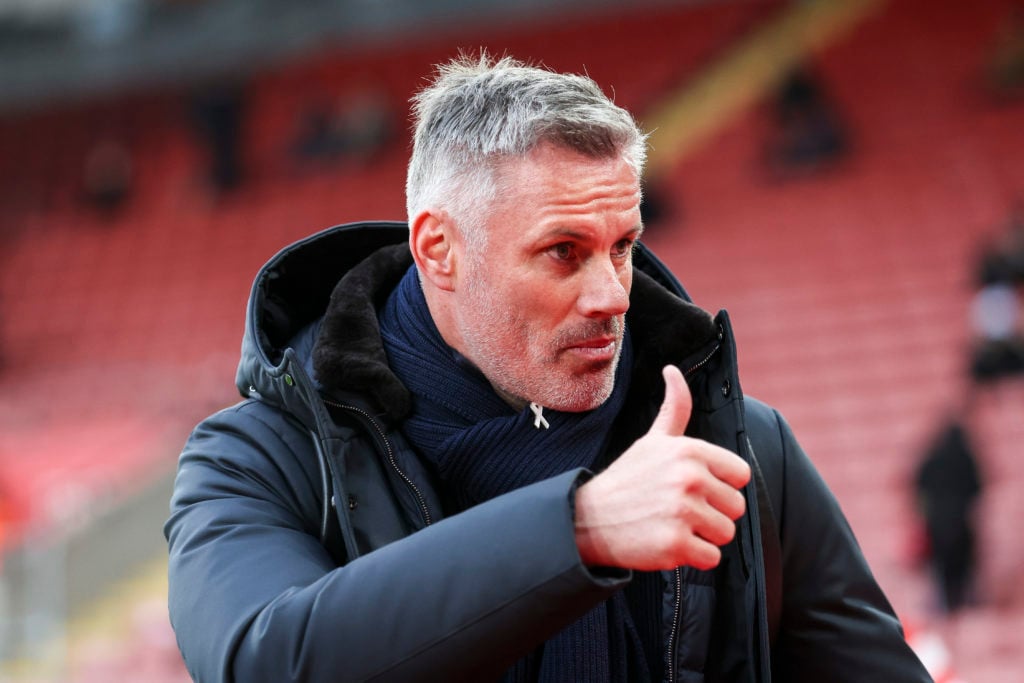 Liverpool legend Jamie Carragher giving thumbs up