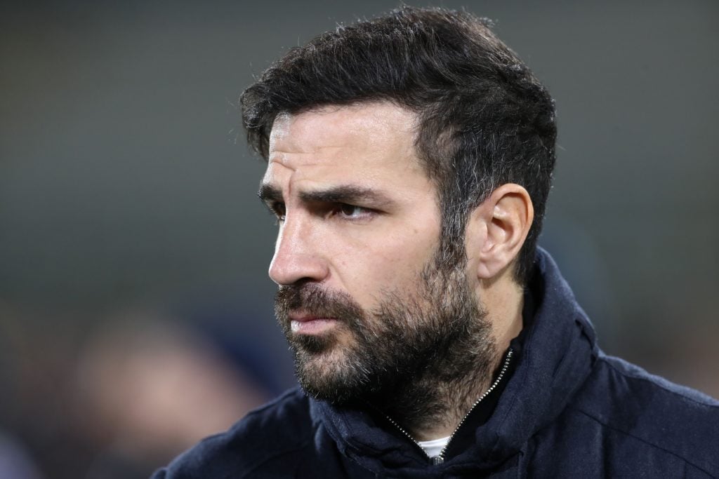 Como 1907 coach Cesc Fabregas looks on before the Serie A match between Como 1907 and US Lecce at Stadio G. Sinigaglia on December 30, 2024 in Como...