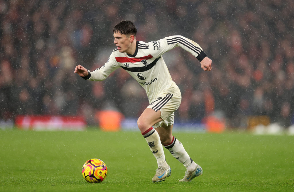 Alejandro Garnacho of Manchester United during the Premier League match between Liverpool FC and Manchester United FC at Anfield on January 05, 202...