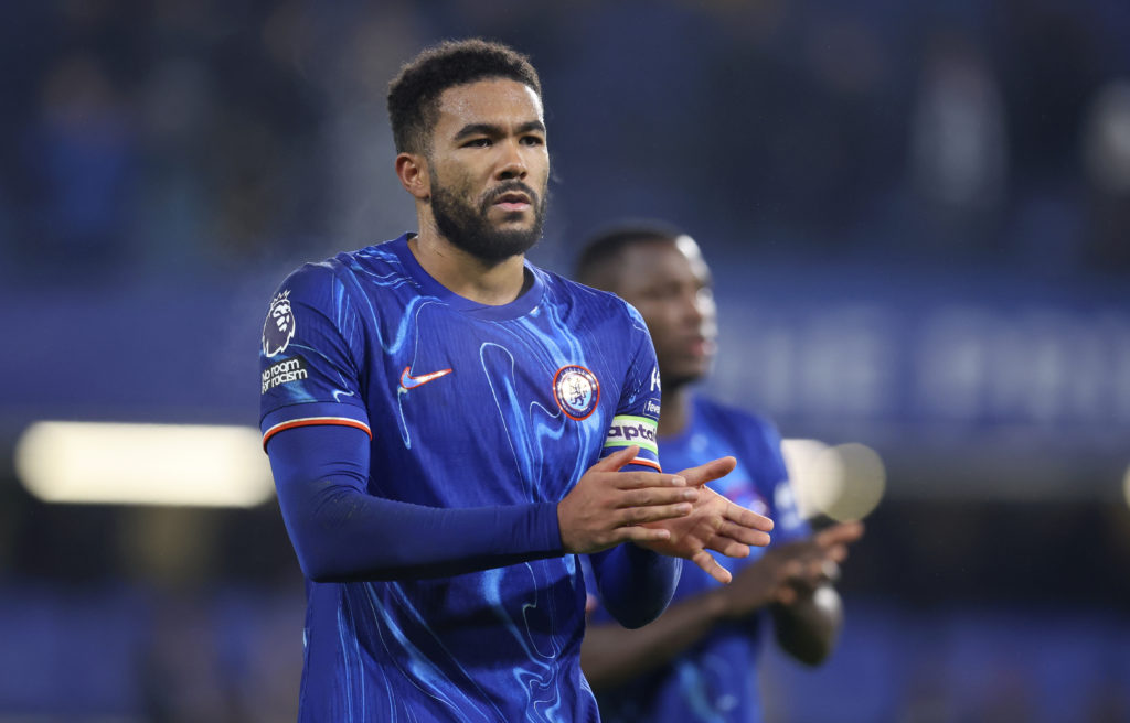 Reece James of Chelsea applauds the fans after the Premier League match between Chelsea FC and AFC Bournemouth at Stamford Bridge on January 14, 20...
