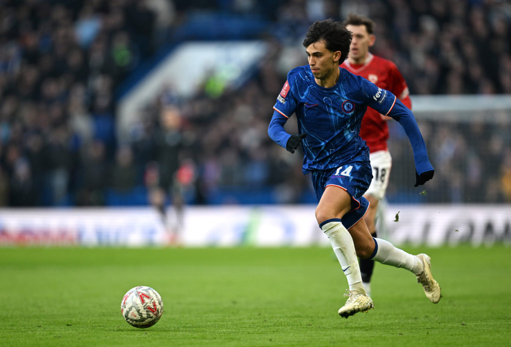 Joao Felix of Chelsea controls the ball during the Emirates FA Cup Third Round match between Chelsea and Morecambe at Stamford Bridge on January 11...