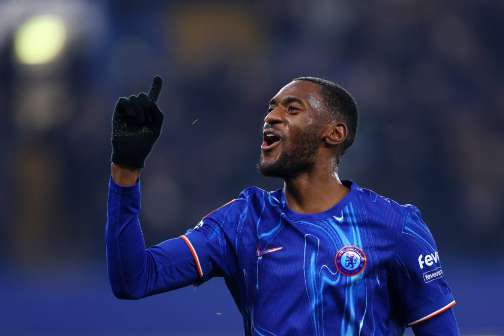 Chelsea defender Tosin Adarabioyo celebrating goal against Morecambe