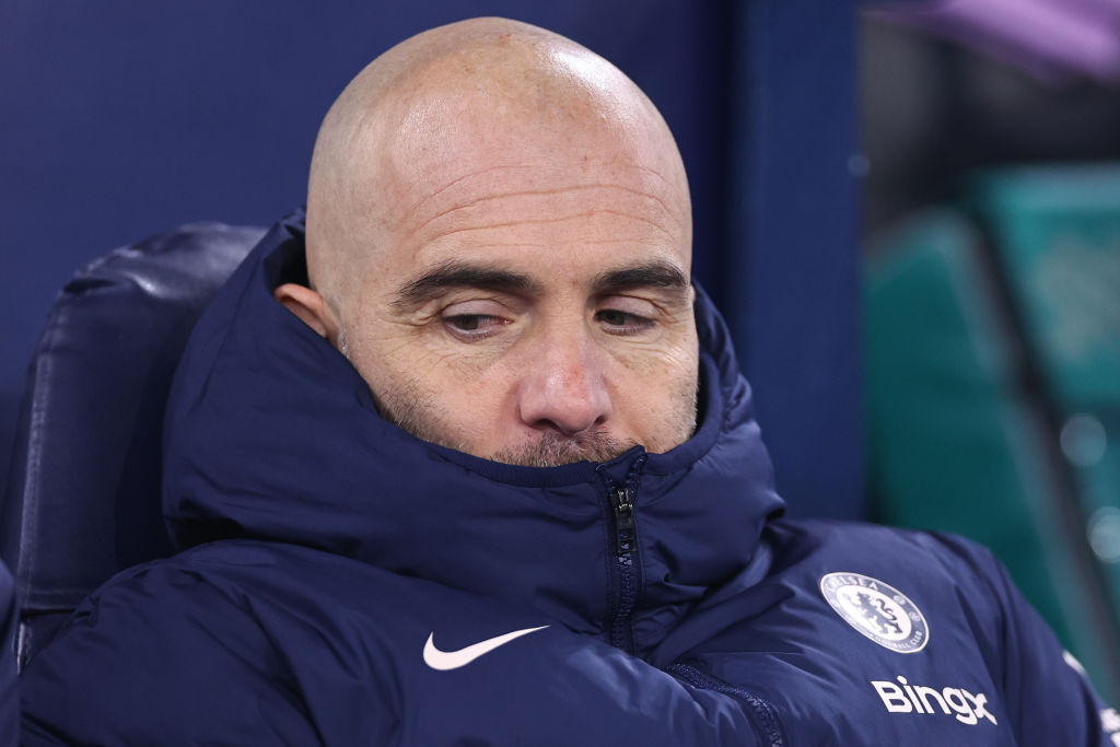 Enzo Maresca manager / head coach of Chelsea during the Premier League match between Manchester City FC and Chelsea FC at Etihad Stadium on January...
