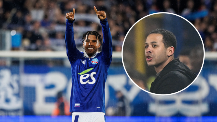 Strasbourg's Andrey Santos with an inset of Liam Rosenior