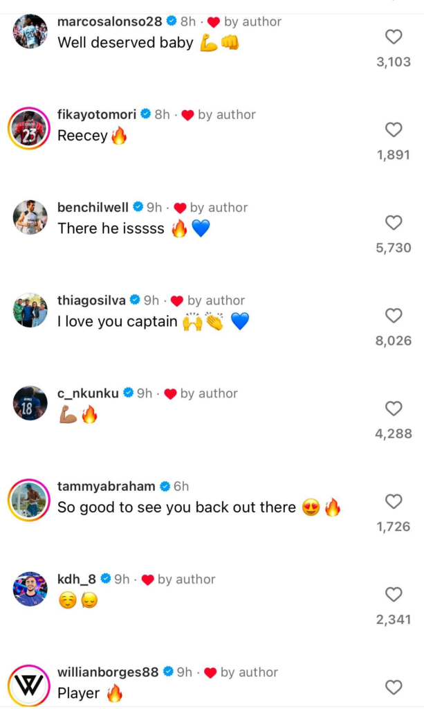 Past and present Chelsea stars message Reece James after his goal vs Bournemouth Past and present Chelsea stars message Reece James on Instagram after his goal vs Bournemouth
