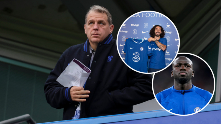 Chelsea Chairman and co-owner Todd Boehly during the Premier League match between Chelsea FC and Aston Villa FC at Stamford Bridge with an inset of...