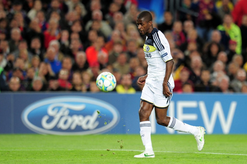 Ramires scoring for Chelsea against Barcelona in the Champions League.