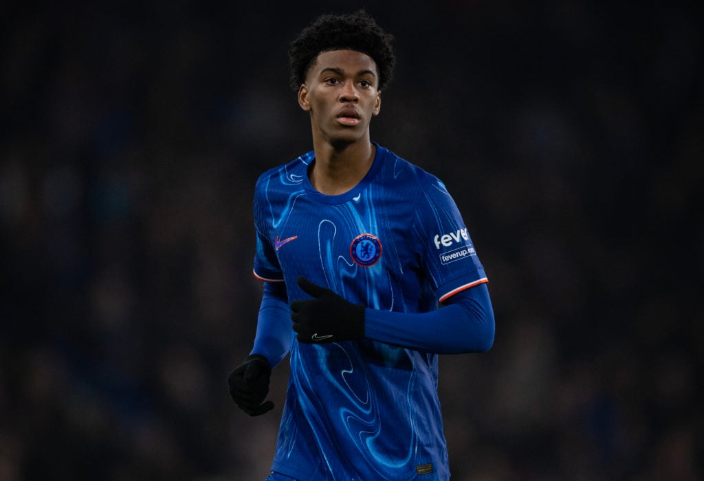 Josh Acheampong of Chelsea during the Premier League match between Chelsea FC and AFC Bournemouth at Stamford Bridge on January 14, 2025 in London,...