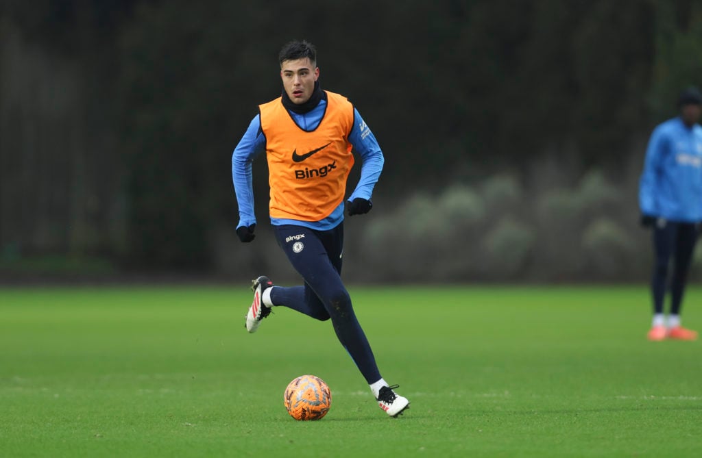 Aaron Anselmino of Chelsea during training session