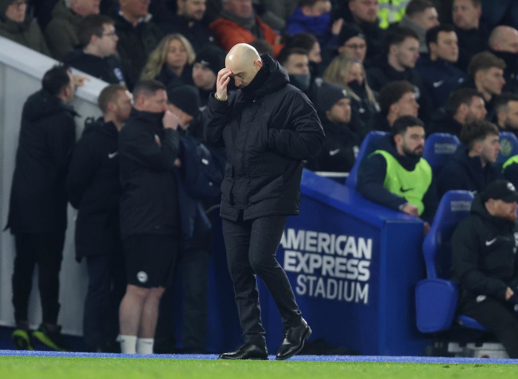 Enzo Maresca Manager of Chelsea looks disappointed & dejected during the Emirates FA Cup Fourth Round match between Brighton & Hove Albion ...