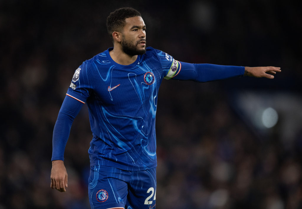 Reece James of Chelsea during the Premier League match between Chelsea FC and West Ham United FC at Stamford Bridge on February 03, 2025 in London,...