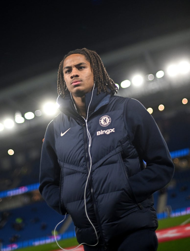 Mathis Amougou of Chelsea inspects the pitch prior to the Emirates FA Cup Fourth Round match between Brighton & Hove Albion and Chelsea at Amex...