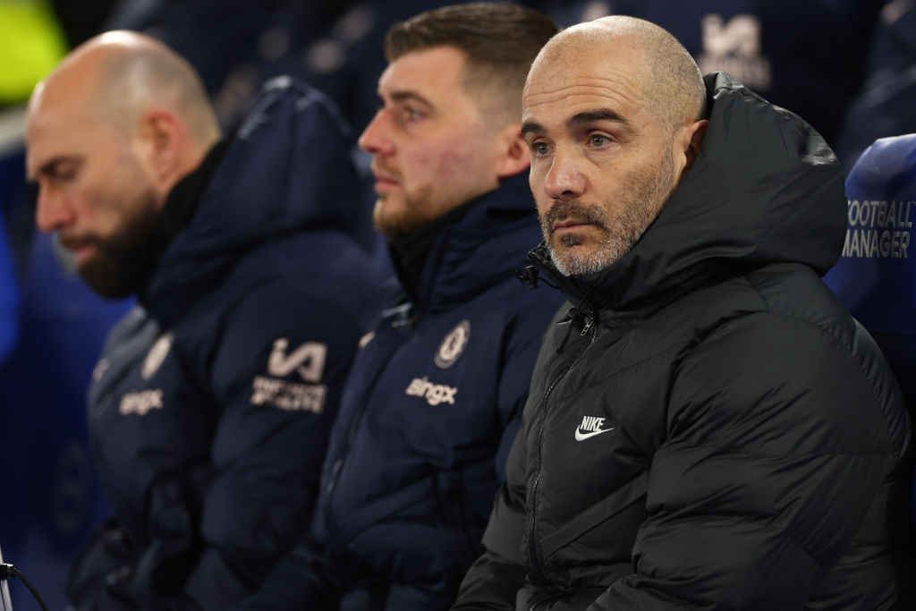 Chelsea Manager Enzo Maresca during the Premier League match between Brighton & Hove Albion FC and Chelsea FC at Amex Stadium on February 14, 2...