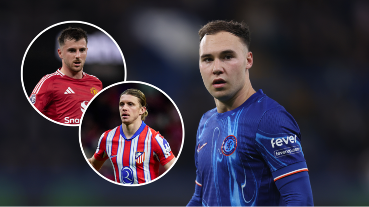 Chelsea's Harvey Vale during the Europa Conference League League Stage match between Chelsea and Shamrock Rovers with two insets of Mason Mount of ...