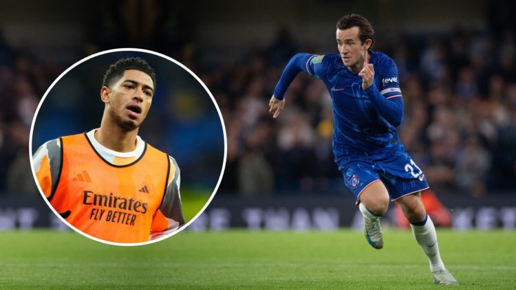 Ben Chilwell of Chelsea. Inset, Jude Bellingham.