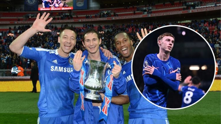 John Terry, Frank Lampard, Didier Drogba of Chelsea during the FA Cup Final with Budweiser between Liverpool and Chelsea. Inset 1: Cole Palmer of C...