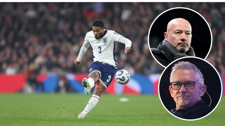 Reece James forCEngland. Inset one, Alan Shearer. Inset two, Gary Lineker