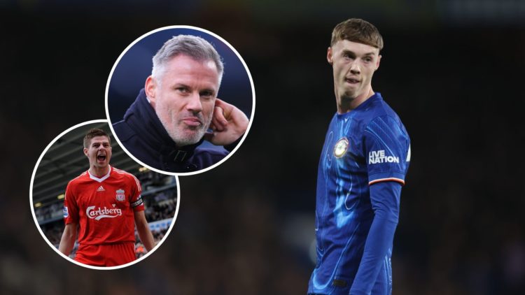 Cole Palmer at Chelsea. Inset, Jamie Carragher. Inset, Steven Gerrard at Liverpool