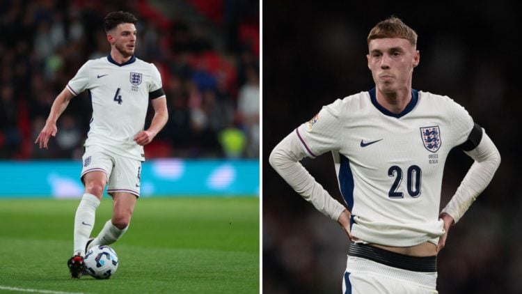 Picture one Declan Rice for England, picture two Cole Palmer for England