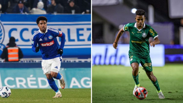 Picture one Andrey Santos for Strasbourg, picture two Estevao Willian for Palmeiras