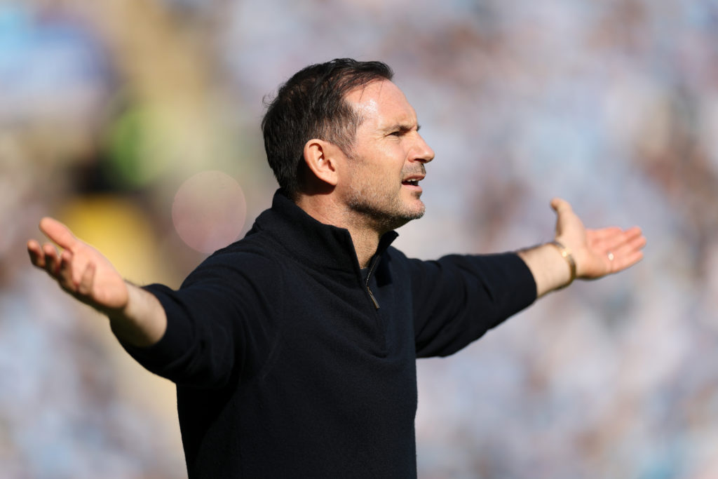 Coventry City manager Frank Lampard with his arms out