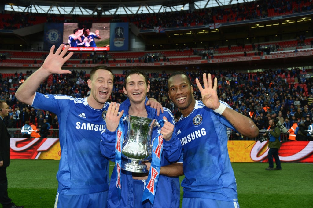John Terry, Frank Lampard, Didier Drogba of Chelsea during the FA Cup Final with Budweiser between Liverpool and Chelsea