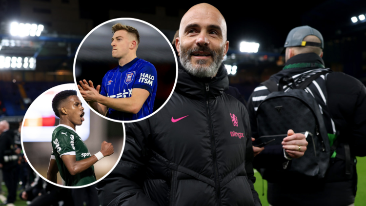 Enzo Maresca, Manager of Chelsea, looks on prior to the UEFA Conference League 2024/25 Round of 16 Second Leg match between Chelsea FC and F.C. Cop...