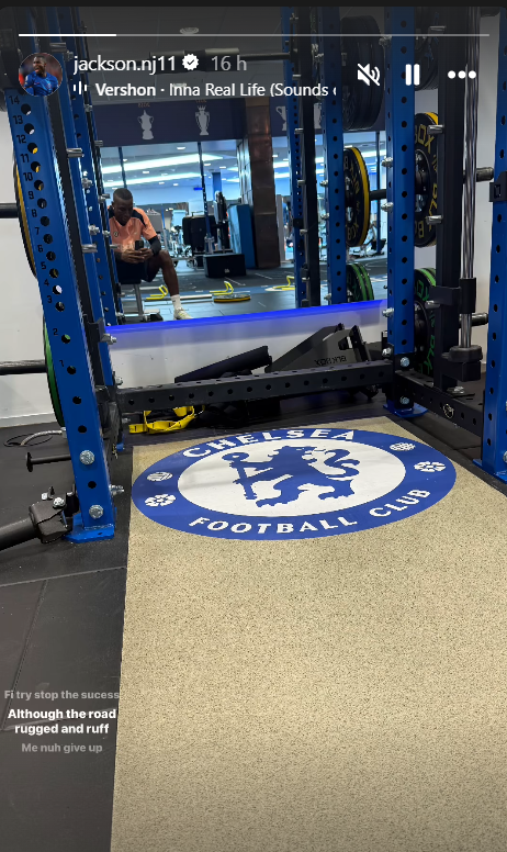 Nicolas Jackson working in the gym as he recovers from injury