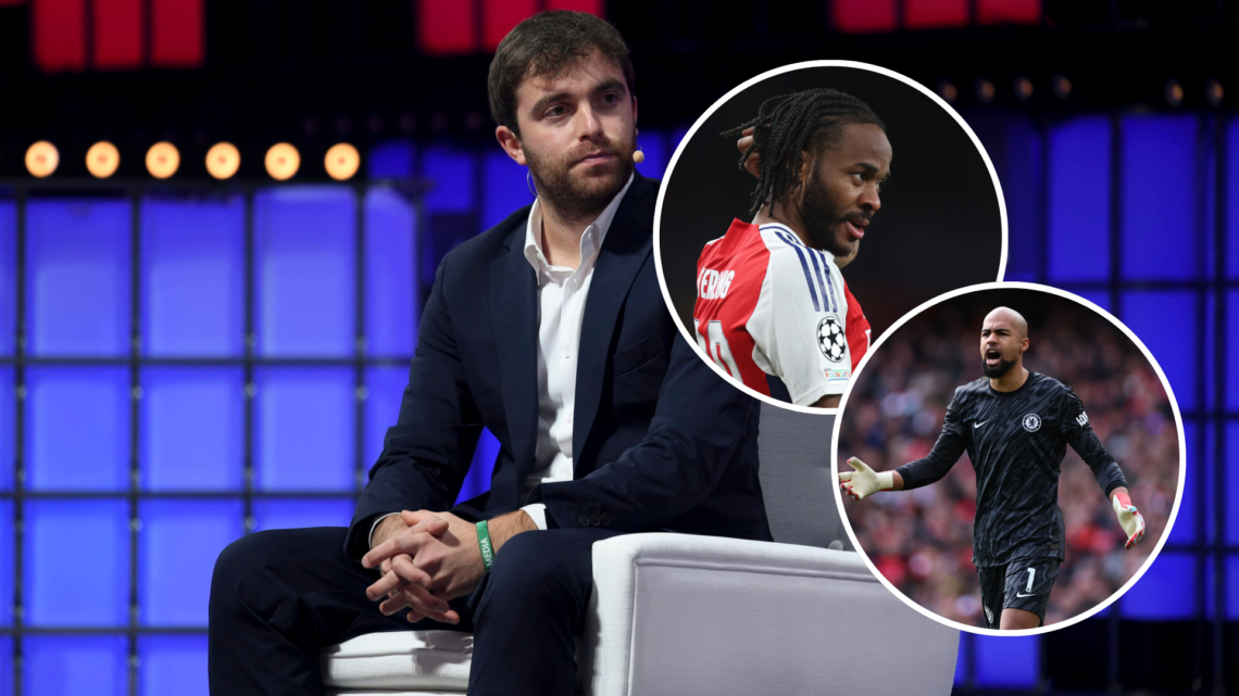 Fabrizio Romano, Football Journalist, on Centre Stage during day three of Web Summit 2021 at the Altice Arena in Lisbon, Portugal with an inset of ...