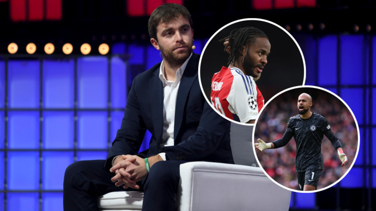 Fabrizio Romano, Football Journalist, on Centre Stage during day three of Web Summit 2021 at the Altice Arena in Lisbon, Portugal with an inset of ...