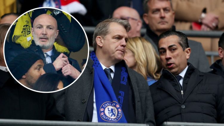 Todd Boehly and Behdad Eghbali Co-Owners of Chelsea, speak in the stand prior to the Carabao Cup Final match between Chelsea and Liverpool. Inset: ...