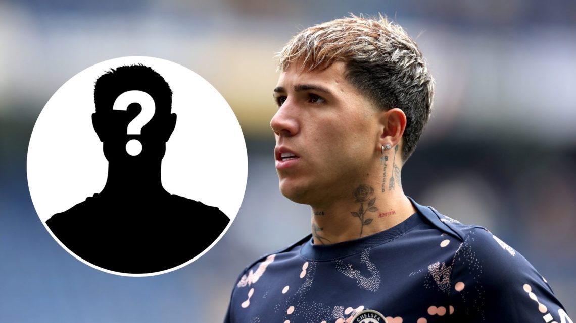 Enzo Fernandez for Chelsea. Inset, mystery player